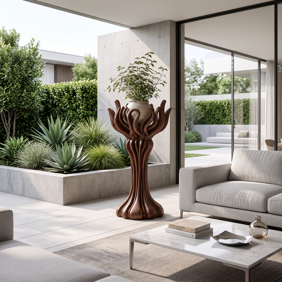 Organic Tree Plant Stand With Sculptural Branch Design For Living Room And Sunroom