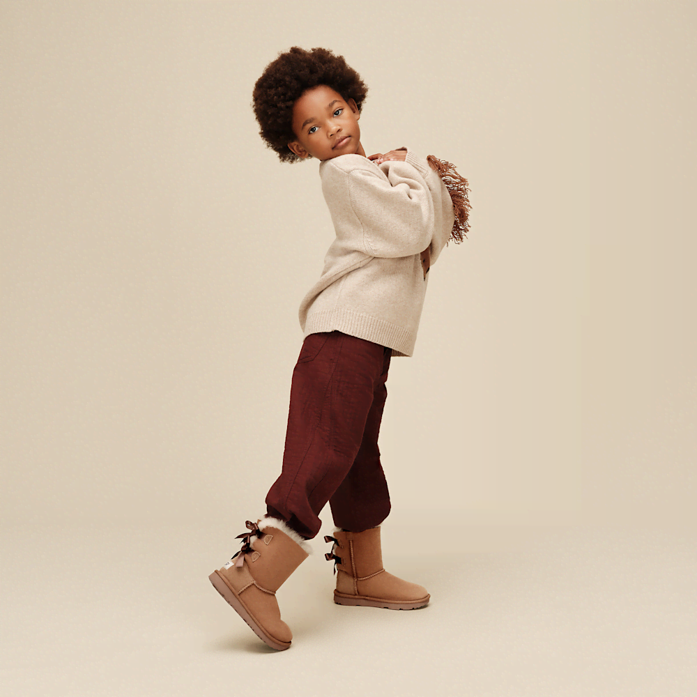 Kids' Sheepskin Bow Boot - Brown