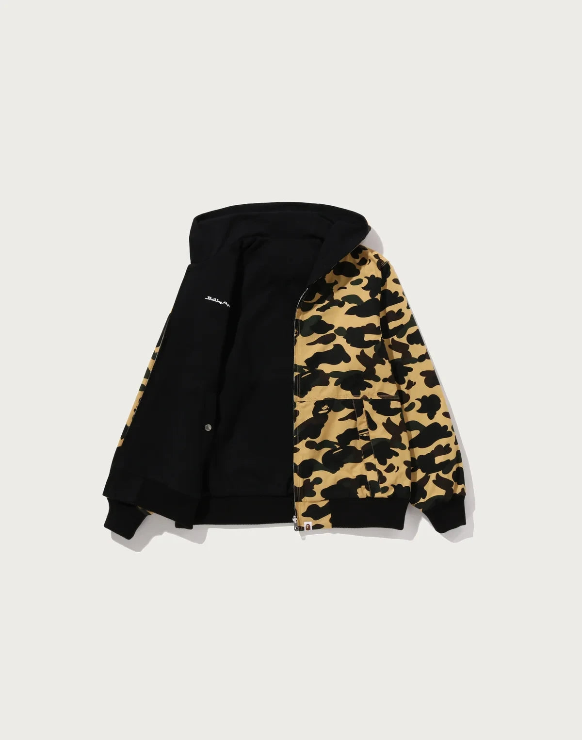 Men's Reversible Camouflage Zip Hoodie Jacket - Yellow