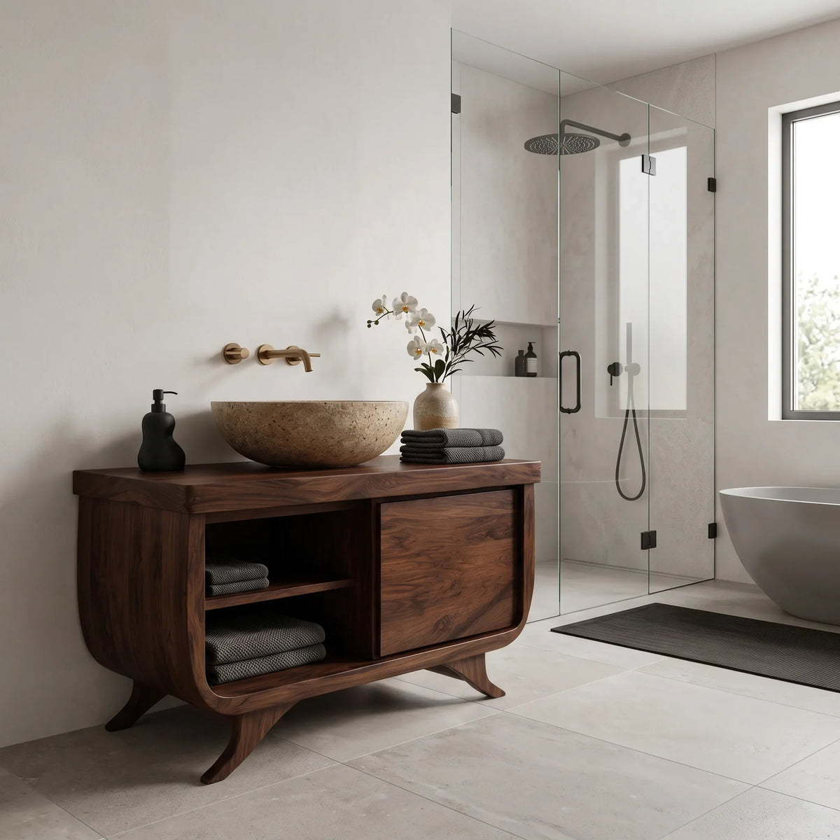 Modern Sculptural Frame Bathroom Vanity For Master Bathroom