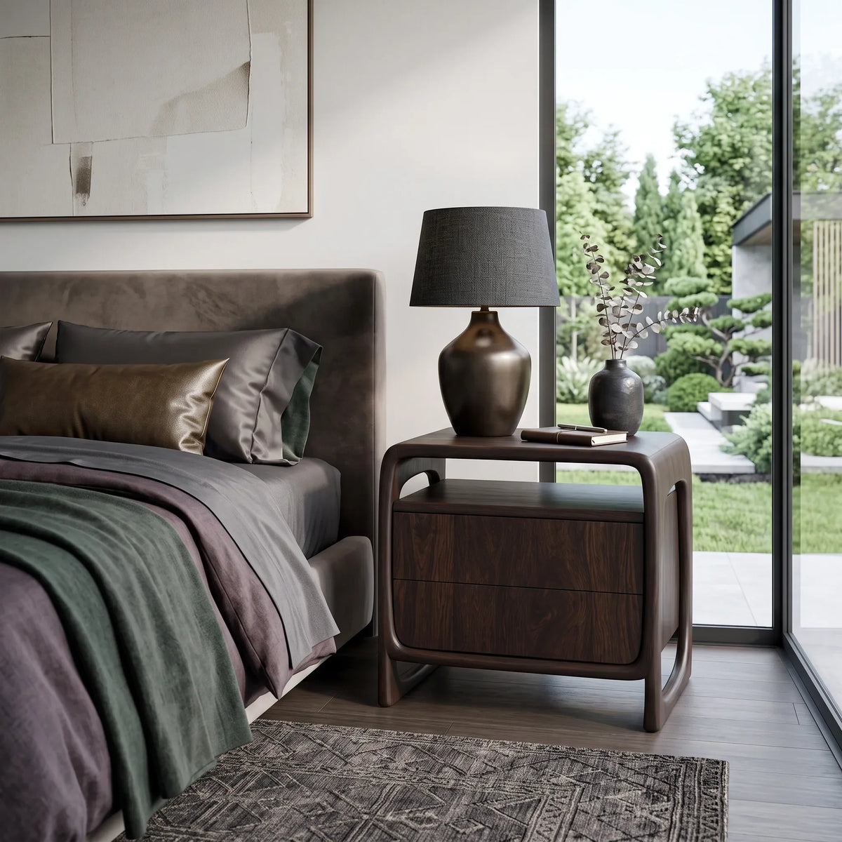 Contemporary Sculptural Open Frame Nightstand For Bedroom