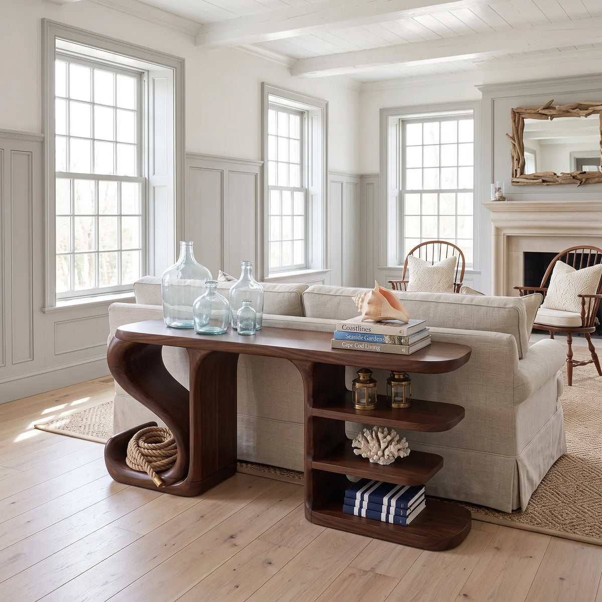 Organic Flow Console Table For Contemporary Hallway