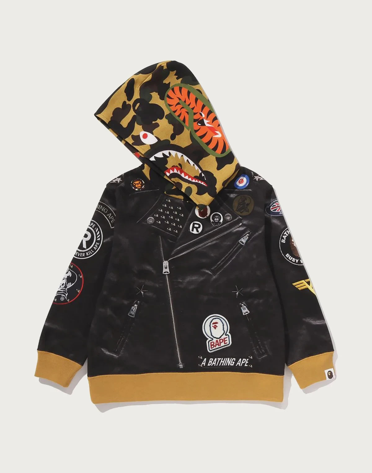 Kids' Jacket-Print Animal Graphic Hoodie - Black
