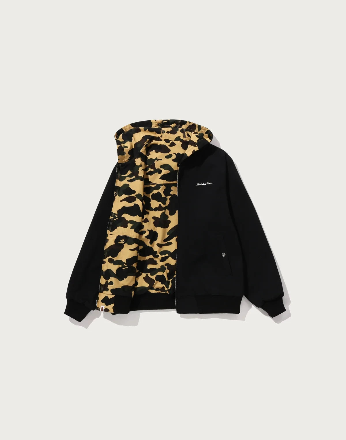 Men's Reversible Camouflage Zip Hoodie Jacket - Yellow