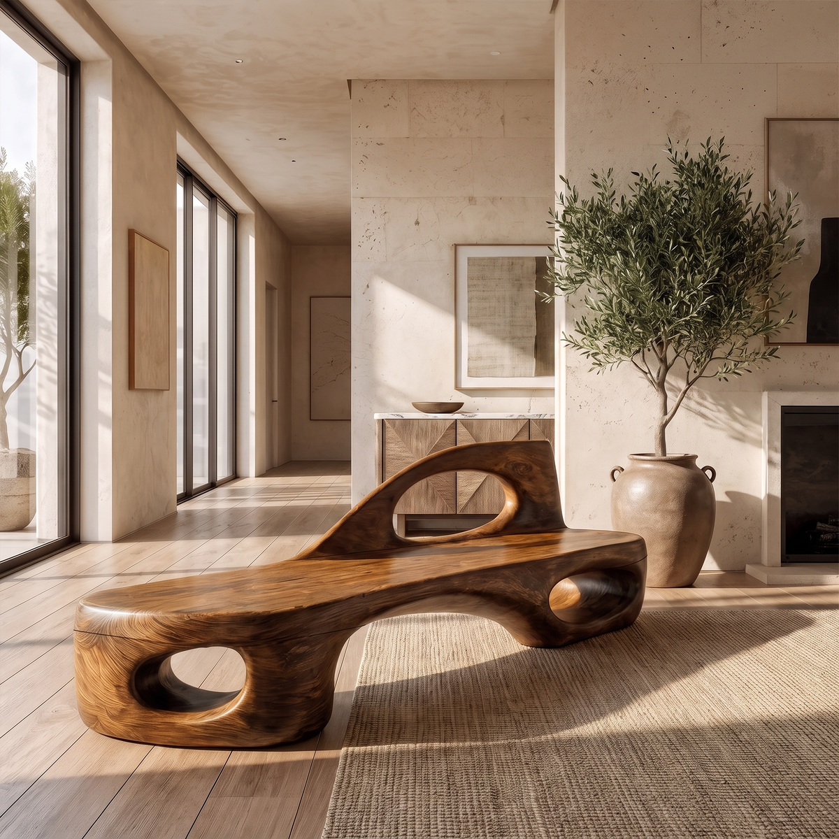 Minimalist Bench Handcrafted Organic Design For Entryway Hall