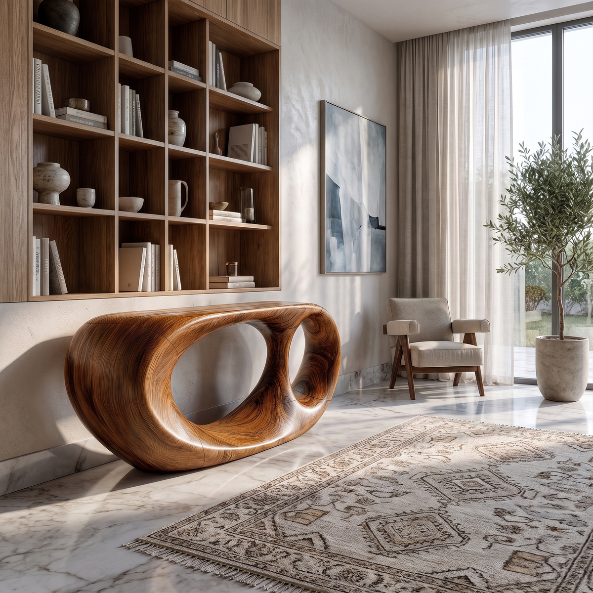 Console Table Organic Double Loop Design For Entryway