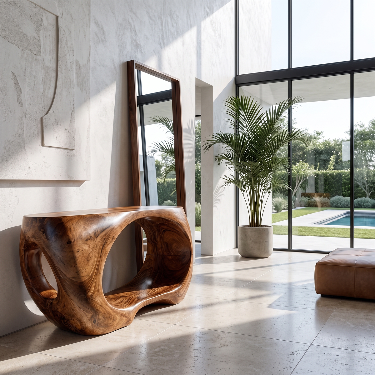 Sculptural Console Table Organic Double Arch Base Design For Entryway Foyer Hallway