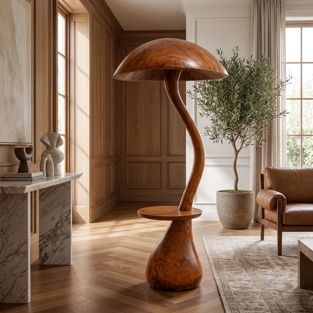 Modern Designer Floor Lamp With Mushroom Inspired Design For Living Room