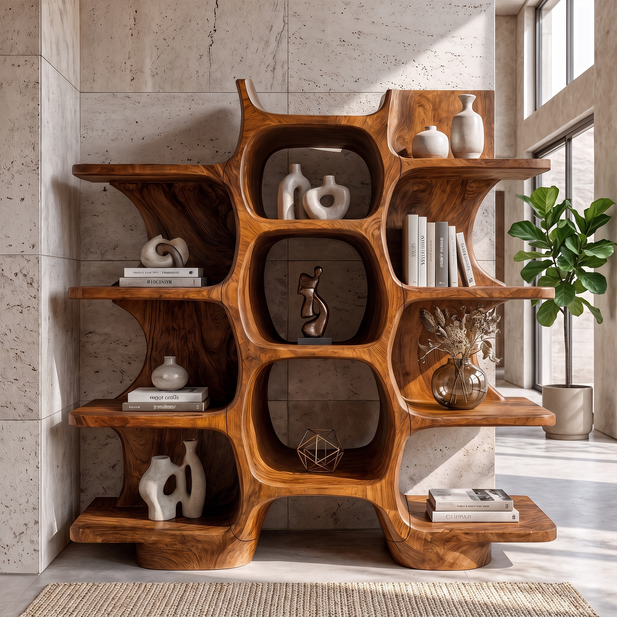 Minimalist Bookshelf Handcrafted Solid Wood Shelves For Home Office