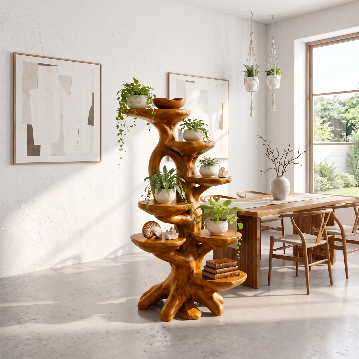 Modern Plant Stand With Sculptural Platforms For Living Room