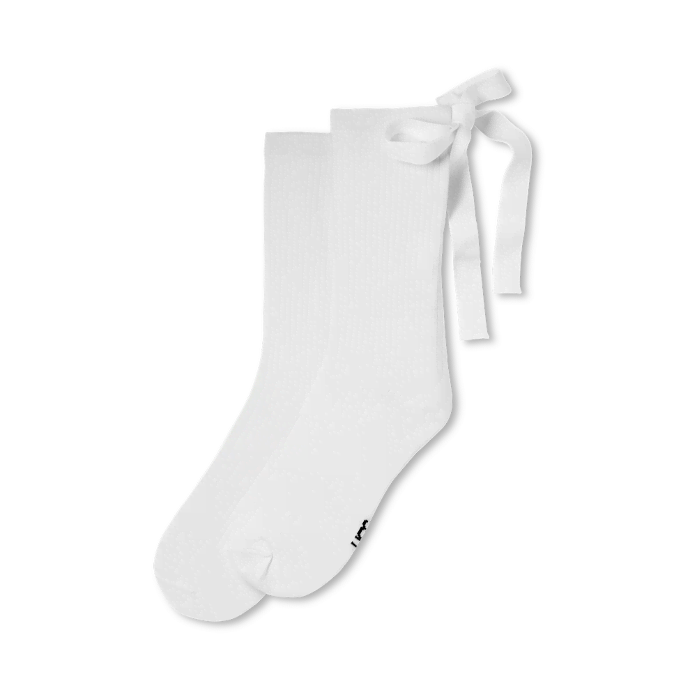Women's Ribbed Bow Crew Socks - Black