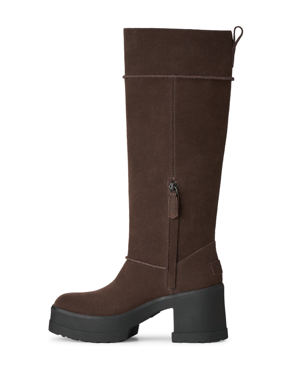 Women's Suede Platform Knee-High Boot - Black