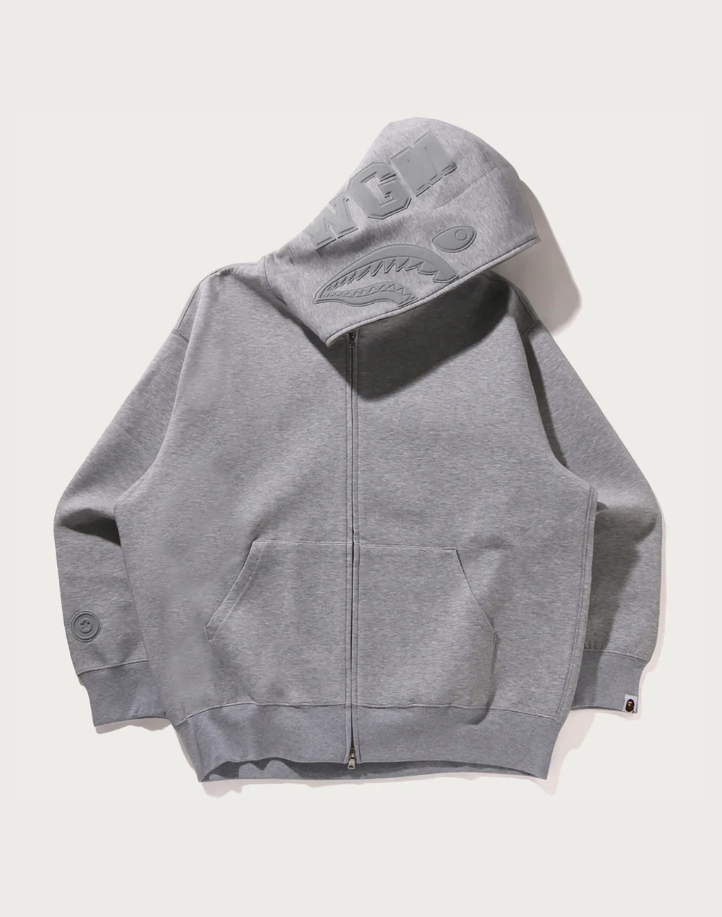 Relaxed Full-Zip Pattern Hoodie - Navy