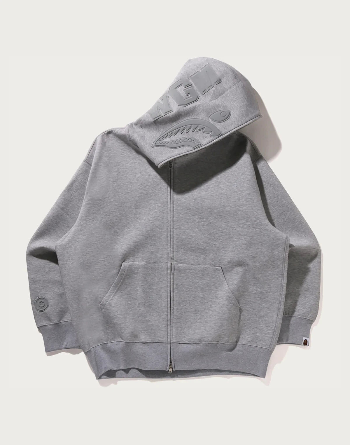 Relaxed Full-Zip Pattern Hoodie - Navy