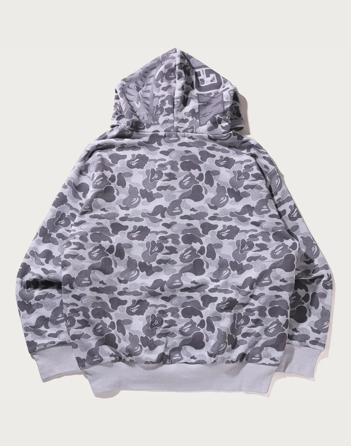 Relaxed Camo Print Full-Zip Hoodie - Black