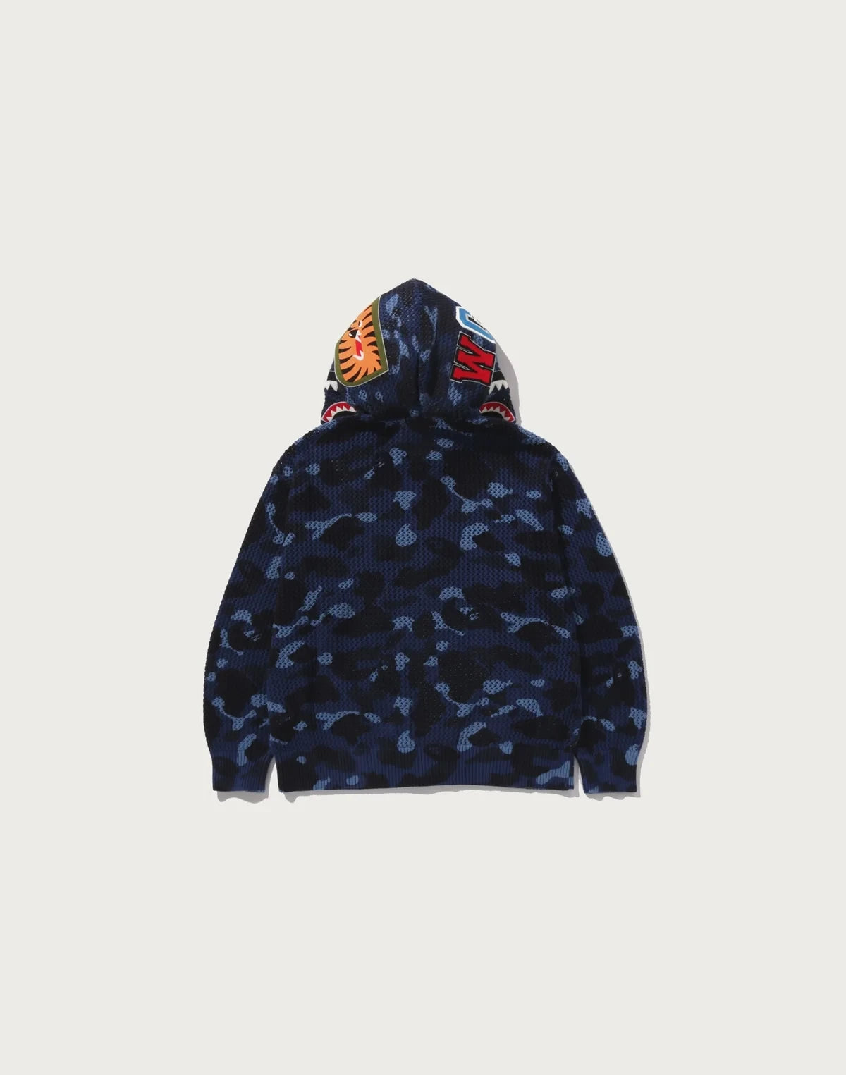Relaxed Crochet Camo Full-Zip Hoodie - Navy