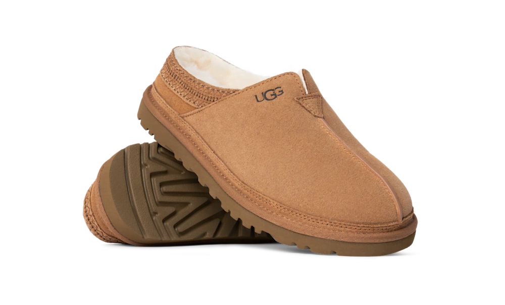 Men's Sheepskin Lined Suede Slip-On - Black