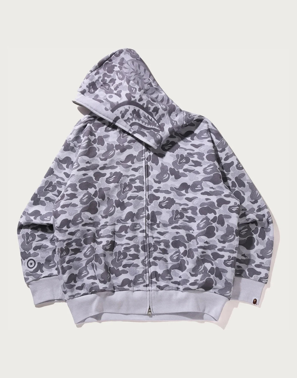 Relaxed Camo Print Full-Zip Hoodie - Black