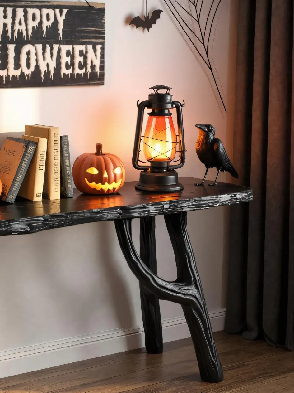 Halloween Gothic Wooden Console Table For Spooky Entryway Accent Decor