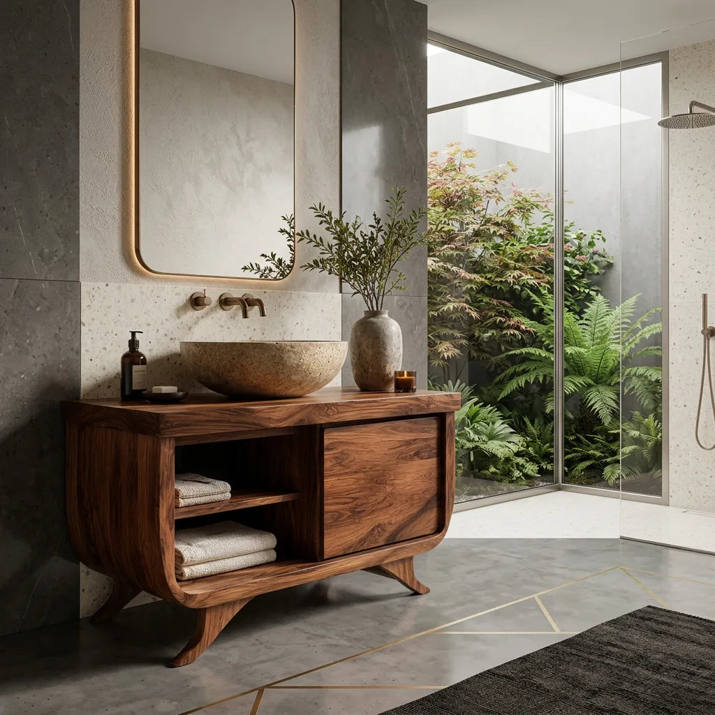 Modern Sculptural Frame Bathroom Vanity For Master Bathroom