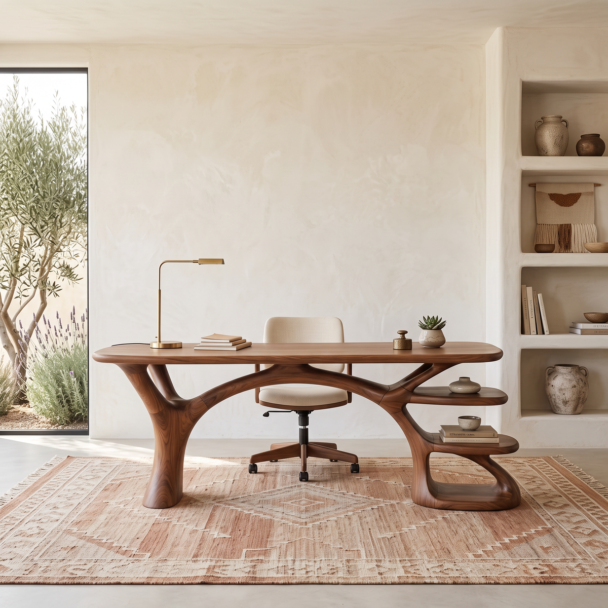 Modern Organic Form Study Desk Bedroom Workspace