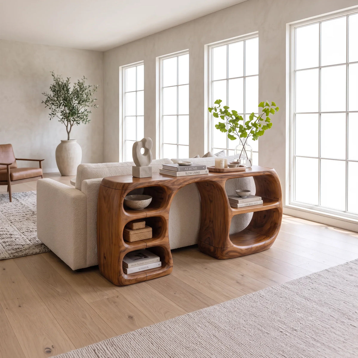 Contemporary Open Storage Console For Modern Entryway