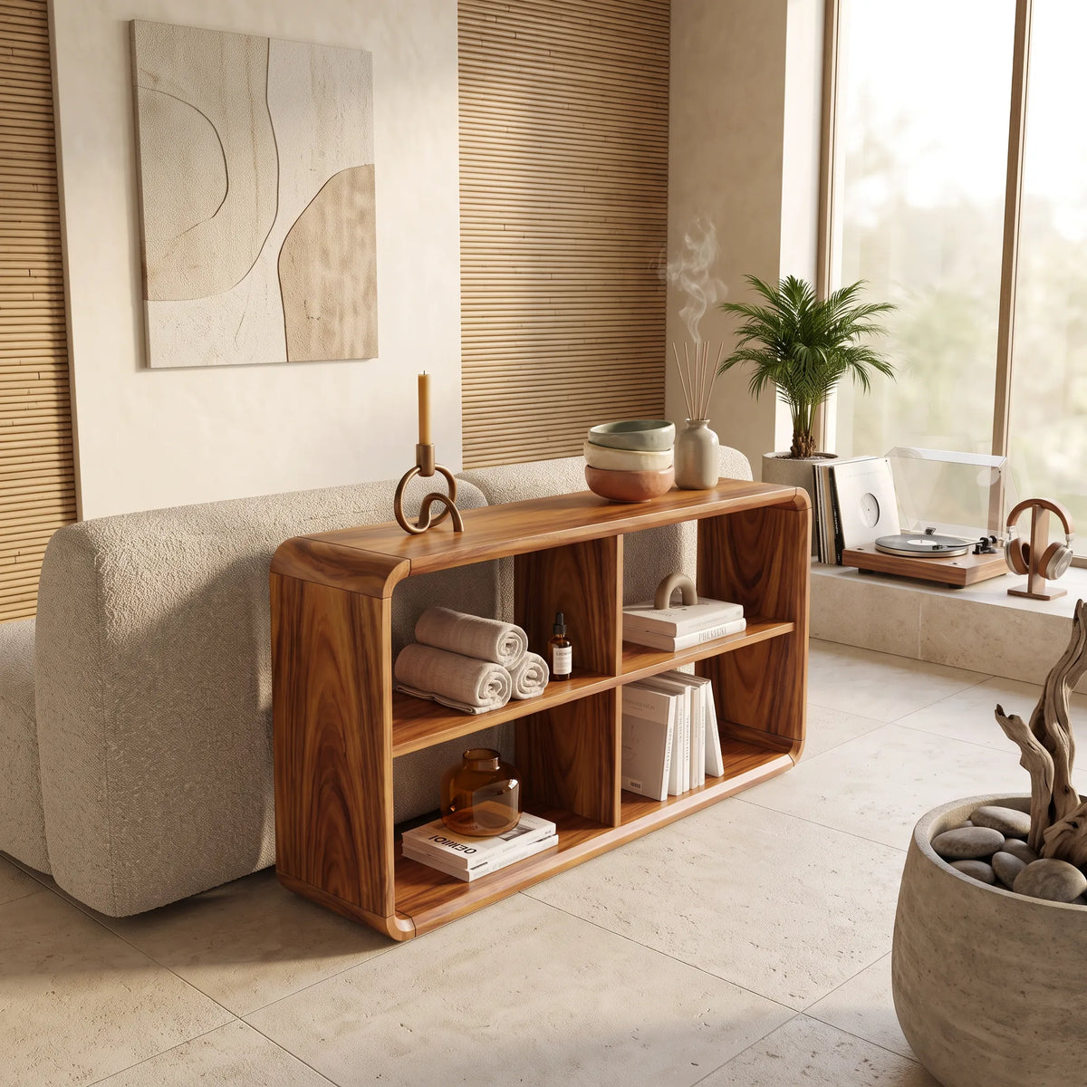Minimalist Open Shelf Console For Sofa Area