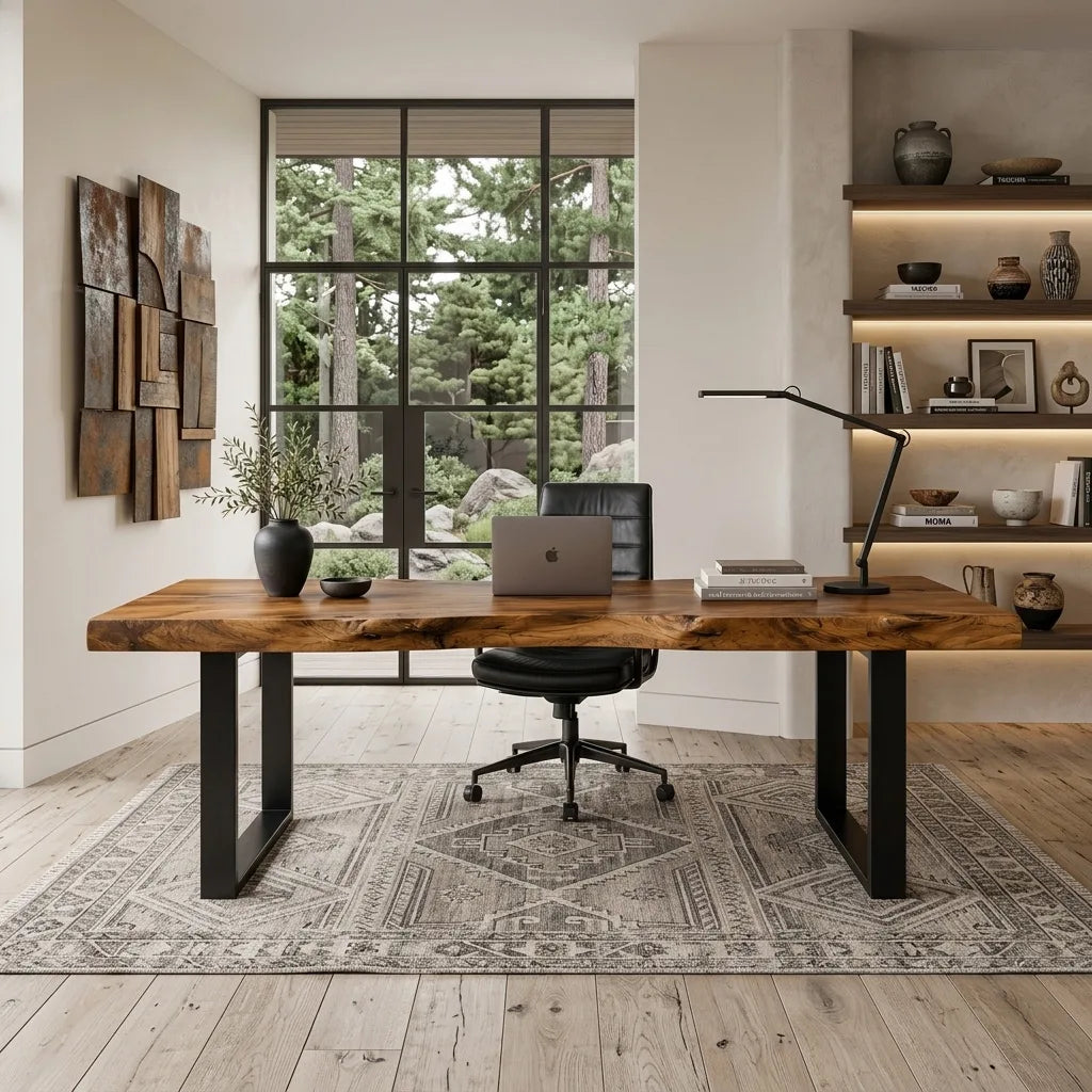 Contemporary Live Edge Desk For Home Office