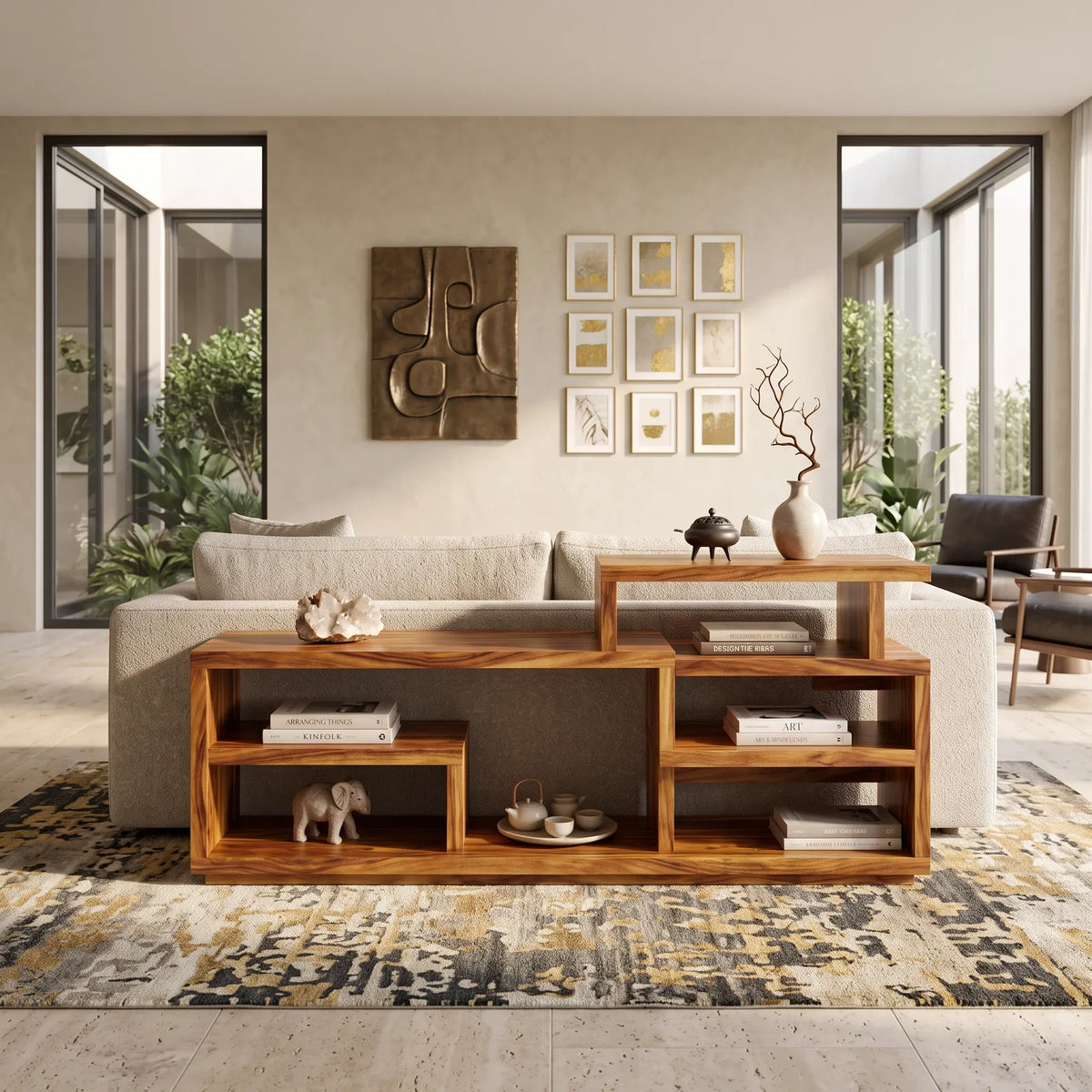 Organic Display Console With Storage For Living Room
