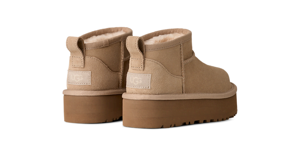 Kids' Suede Platform Ankle Boot - Sand