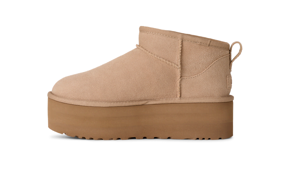 Women's Platform Ultra-Short Suede Boot - Sand