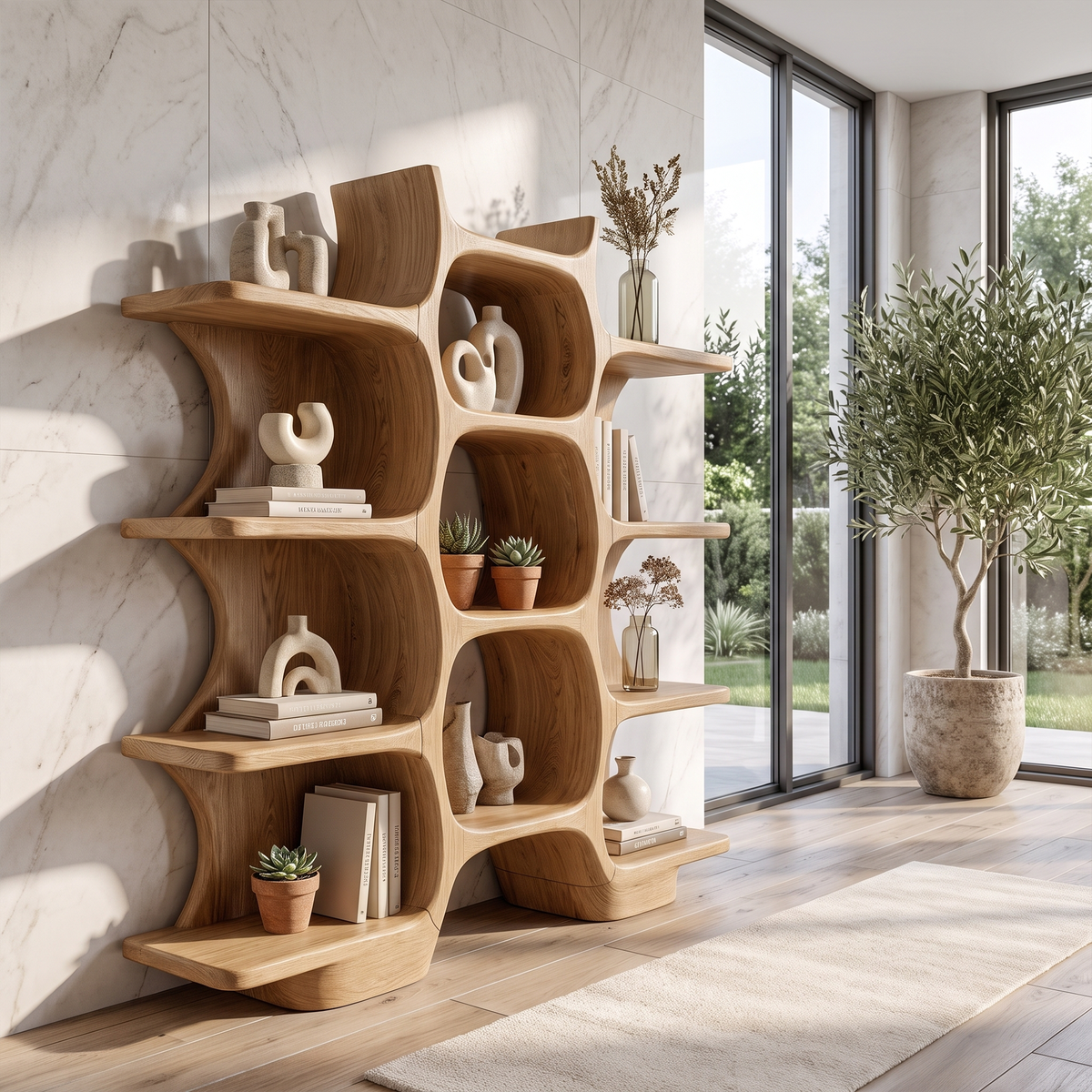 Minimalist Bookshelf Handcrafted Solid Wood Shelves For Home Office