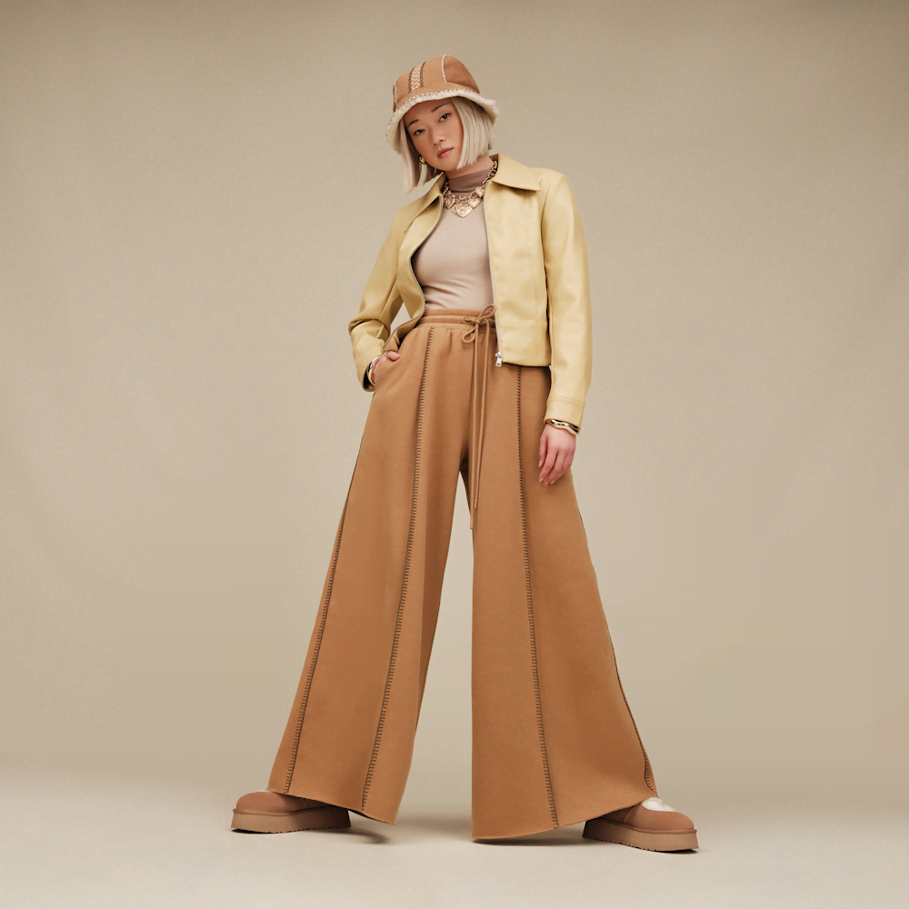 Women's Mid-Rise Extra Wide-Leg Fleece Pants - Green