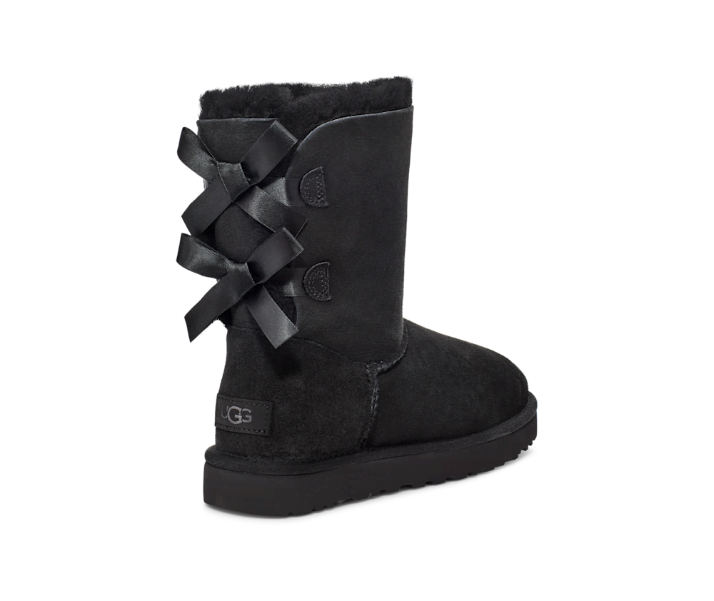 Women's Sheepskin Bow Boot - Black