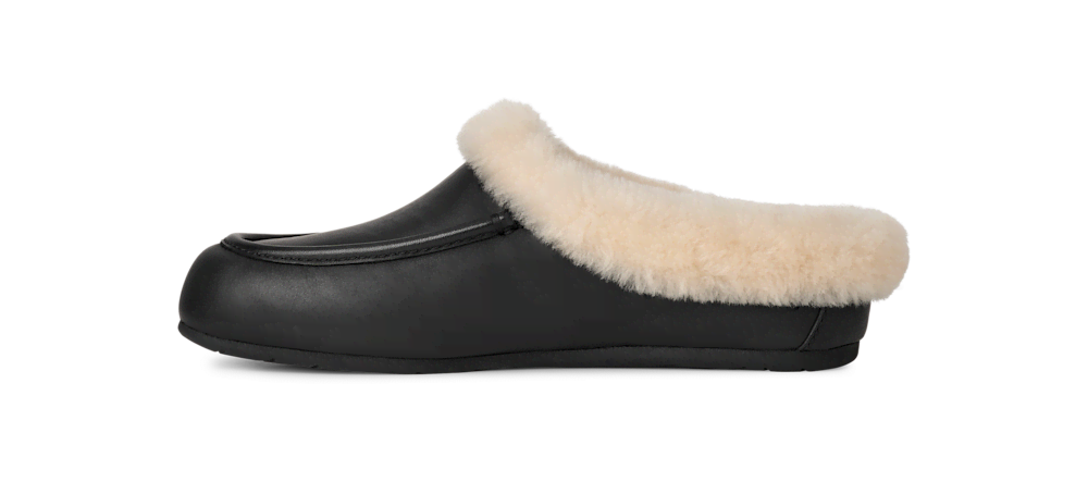 Women's Leather Sheepskin Collar Mule