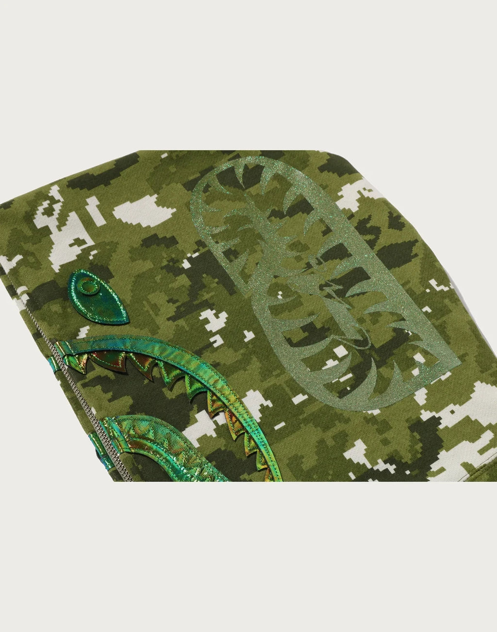 Pixel Camo Full-Zip Graphic Hoodie - Green