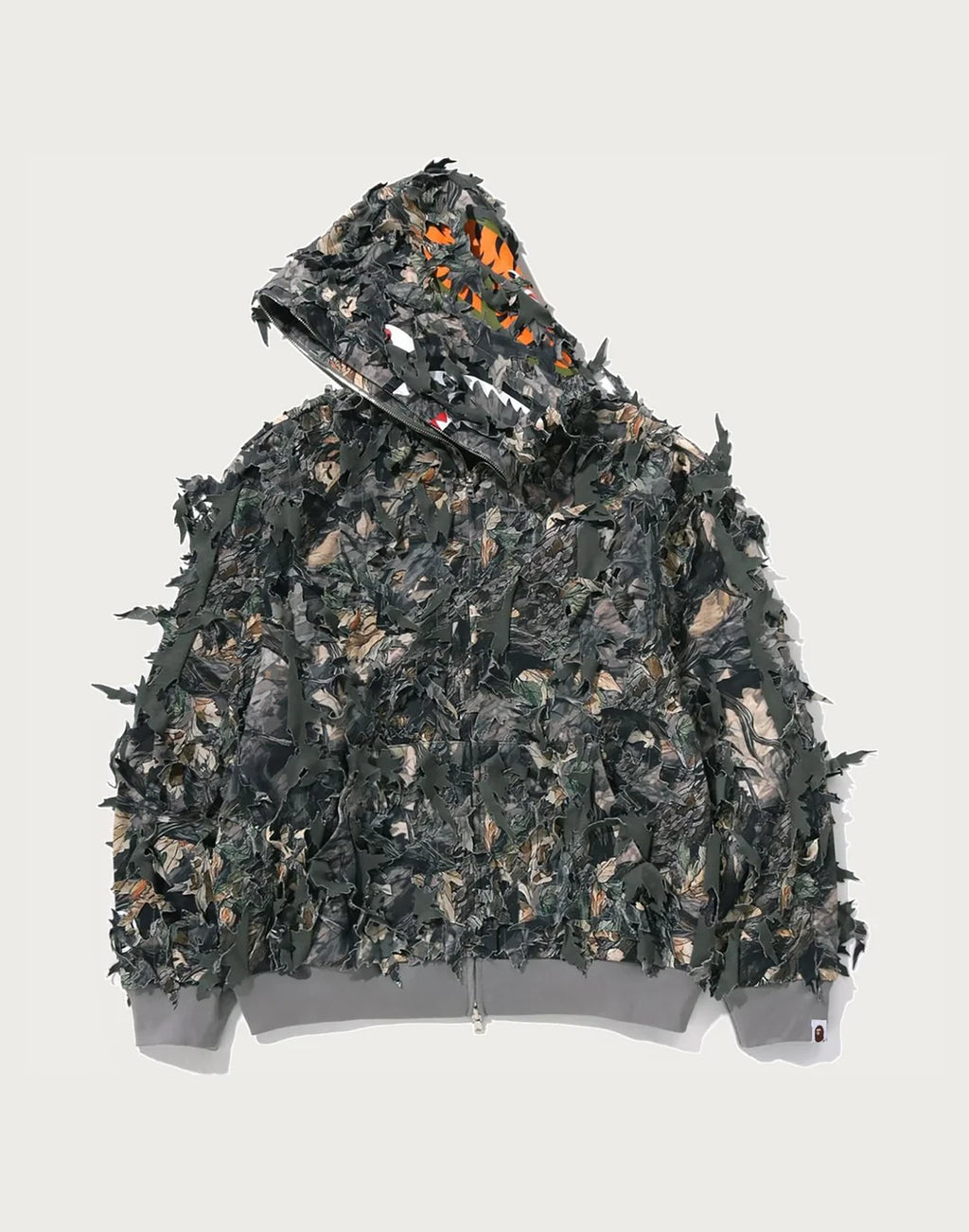 Cropped Laser-Cut Camo Full-Zip Hoodie - Brown