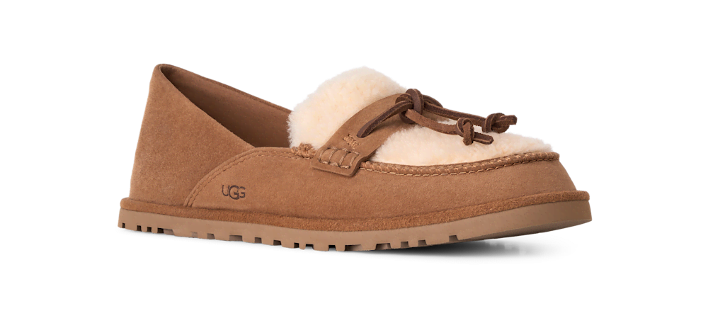 Women's Suede Sheepskin Loafer - Black