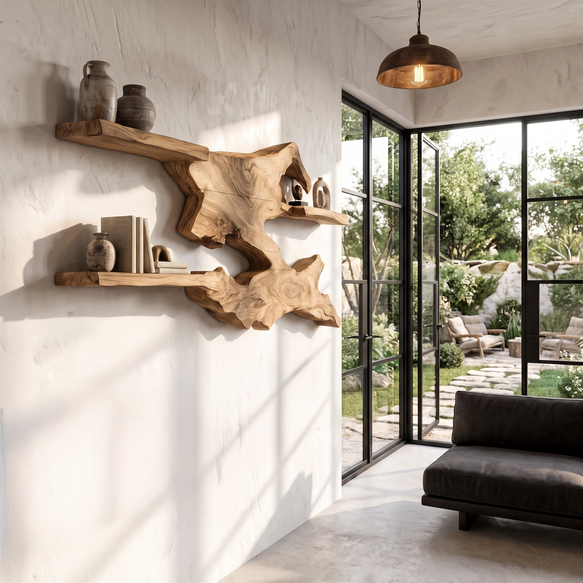 Rustic Live Edge Floating Shelf Wall Mounted Book Shelves For Living Room