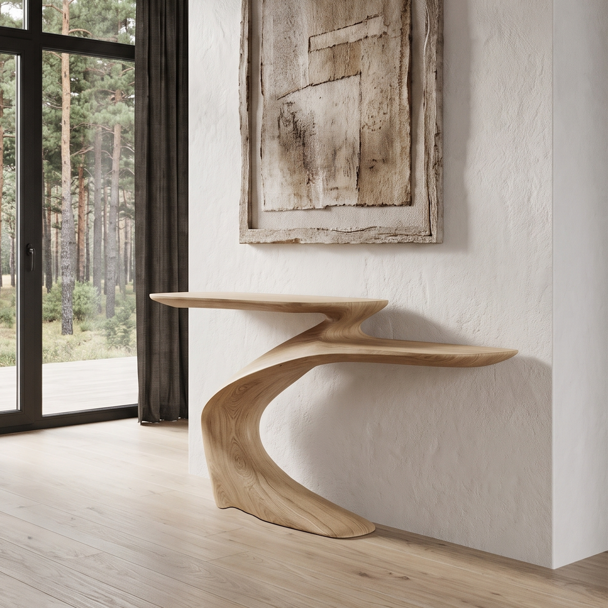 Mid Century Sculptural Console Table For Foyer And Living Room