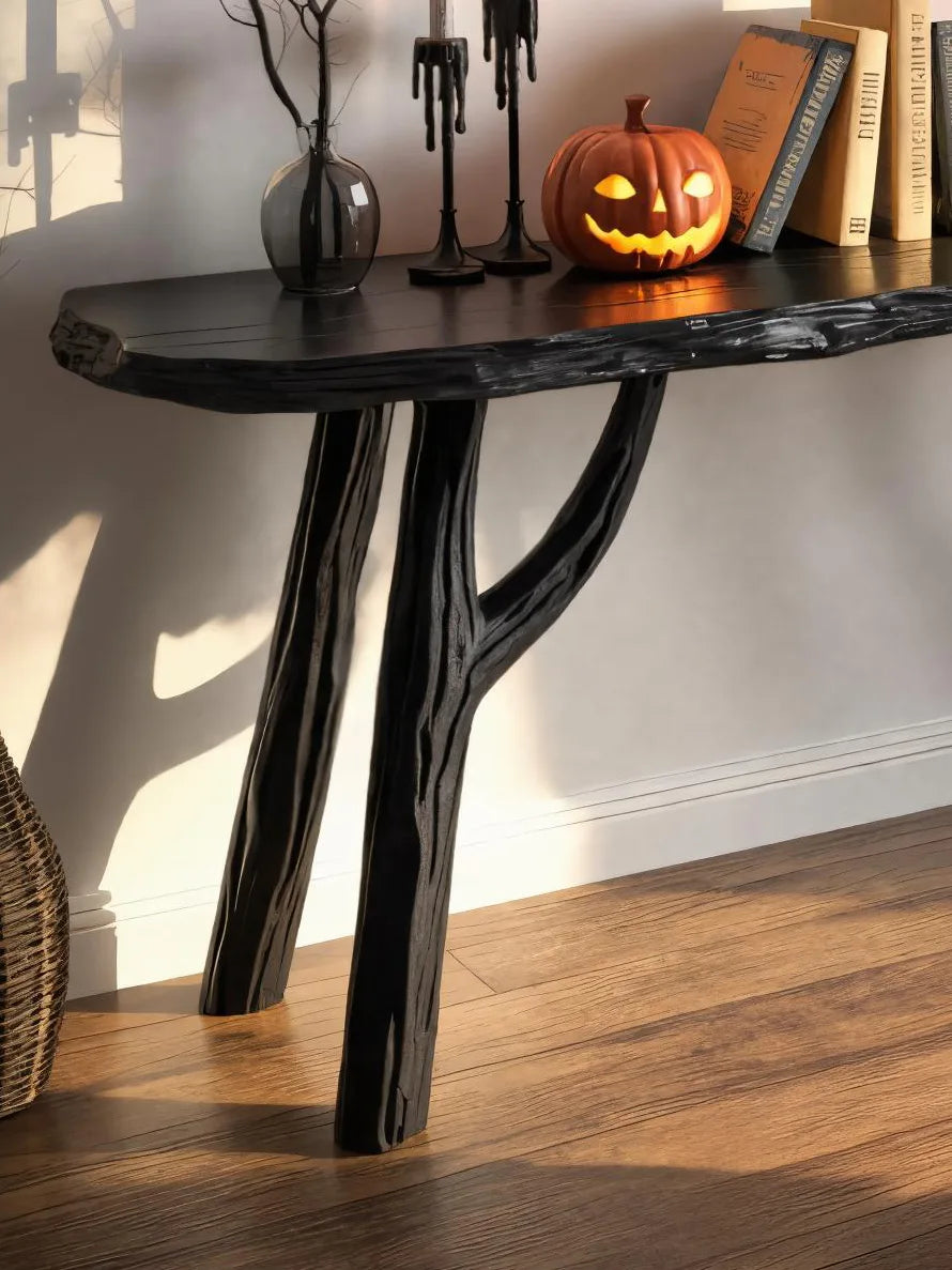 Halloween Gothic Wooden Console Table For Spooky Entryway Accent Decor