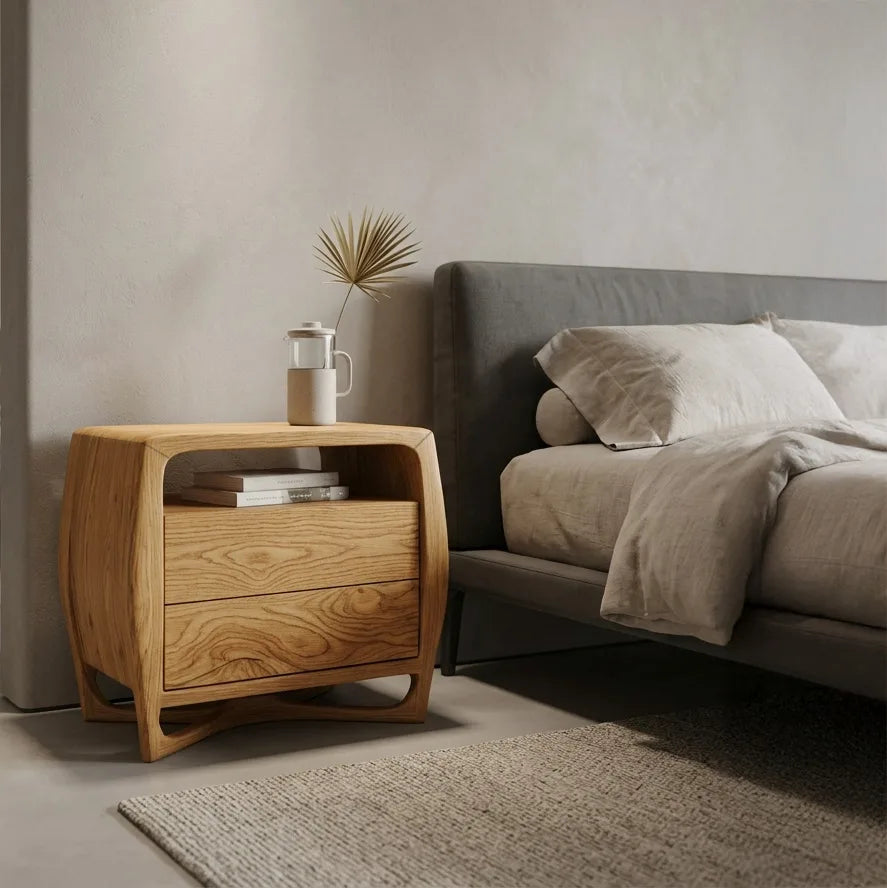 Modern Sculptural Open Frame Nightstand For Bedroom