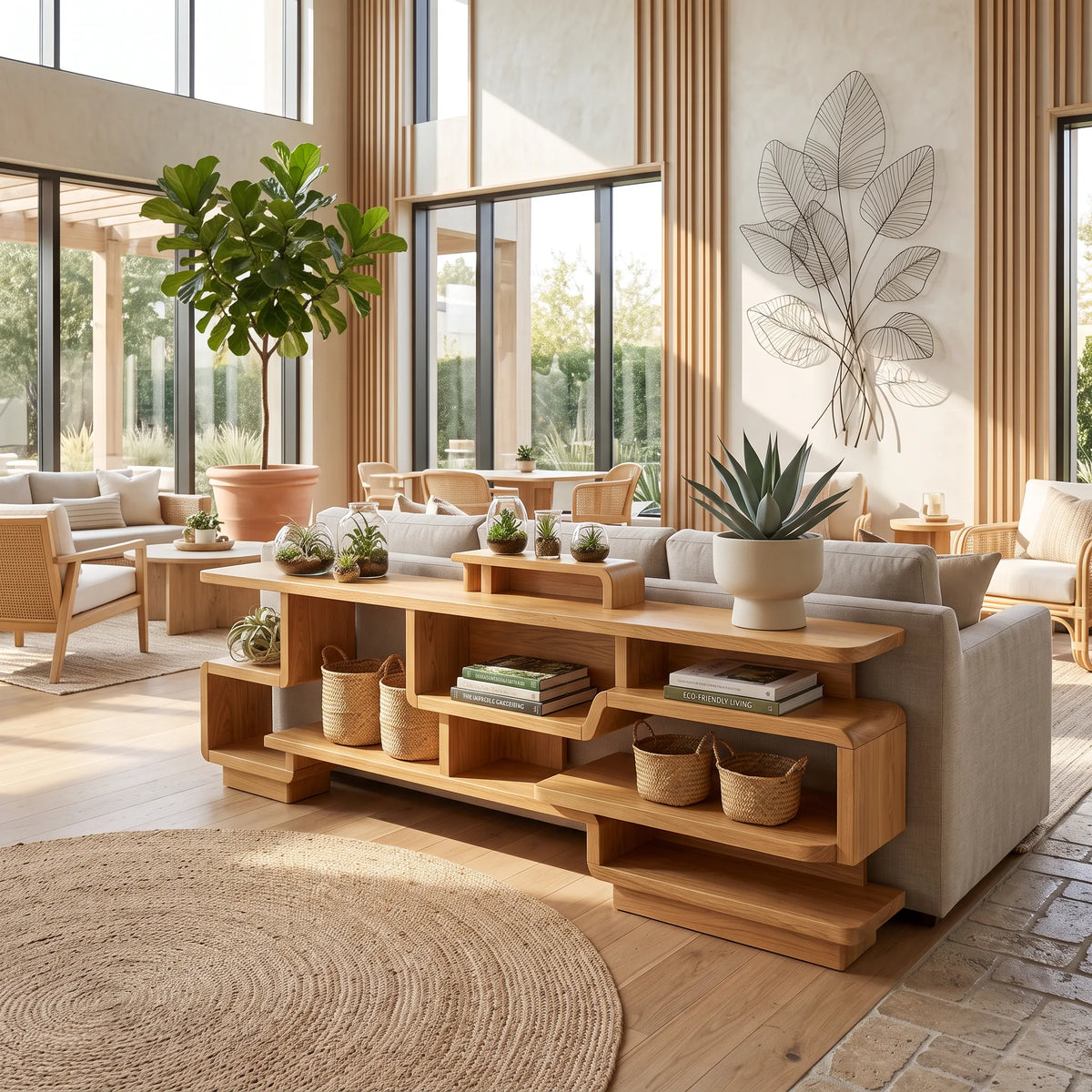 Modern Layered Storage Console For Living Room