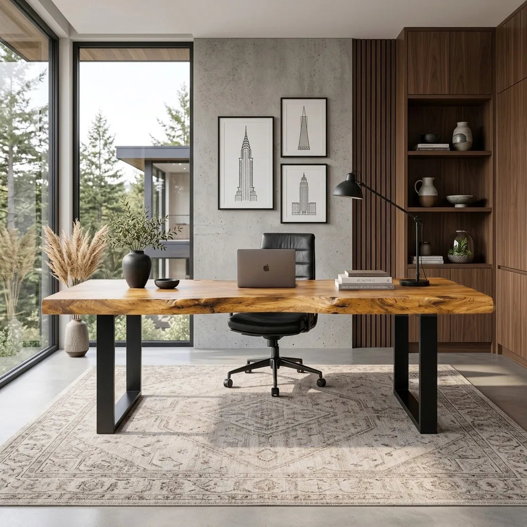 Contemporary Live Edge Desk For Home Office