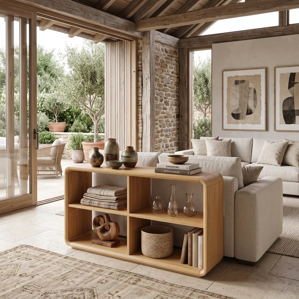 Minimalist Open Shelf Console For Sofa Area