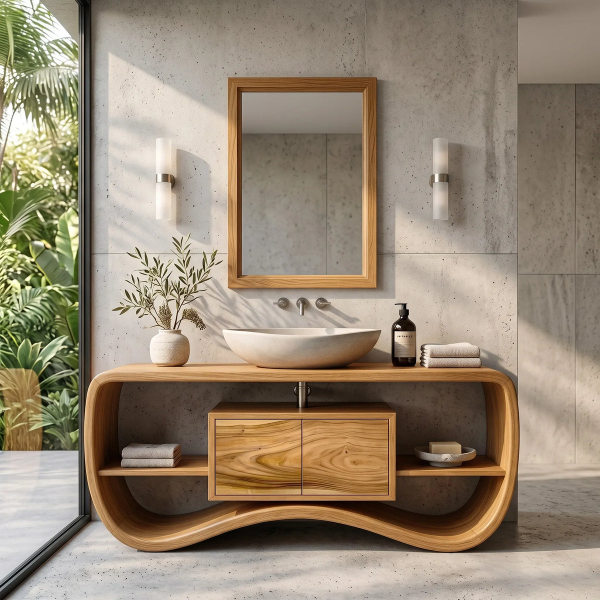 Contemporary Sculptural Open Frame Bathroom Vanity For Master Bathroom