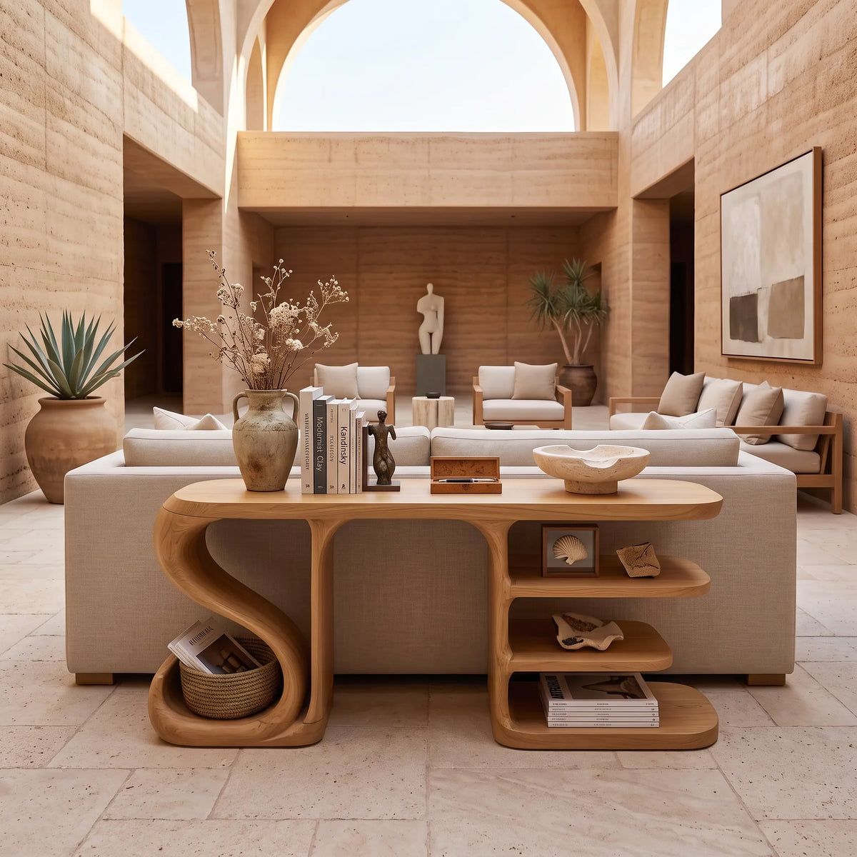 Organic Flow Console Table For Contemporary Hallway