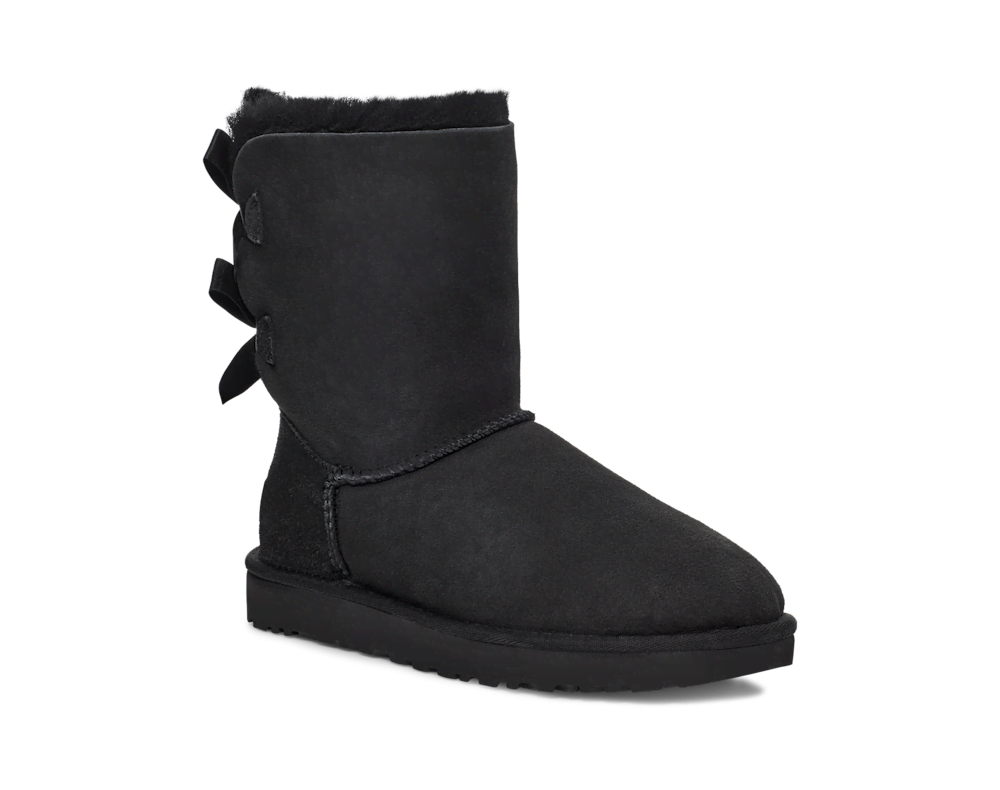 Women's Sheepskin Bow Boot - Black