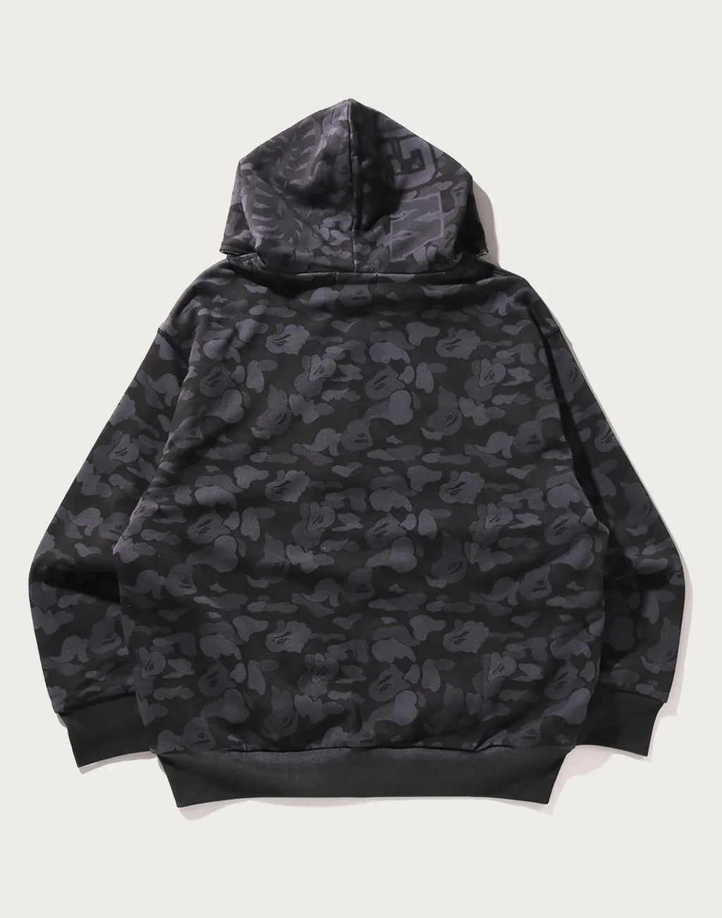 Relaxed Camo Print Full-Zip Hoodie - Black