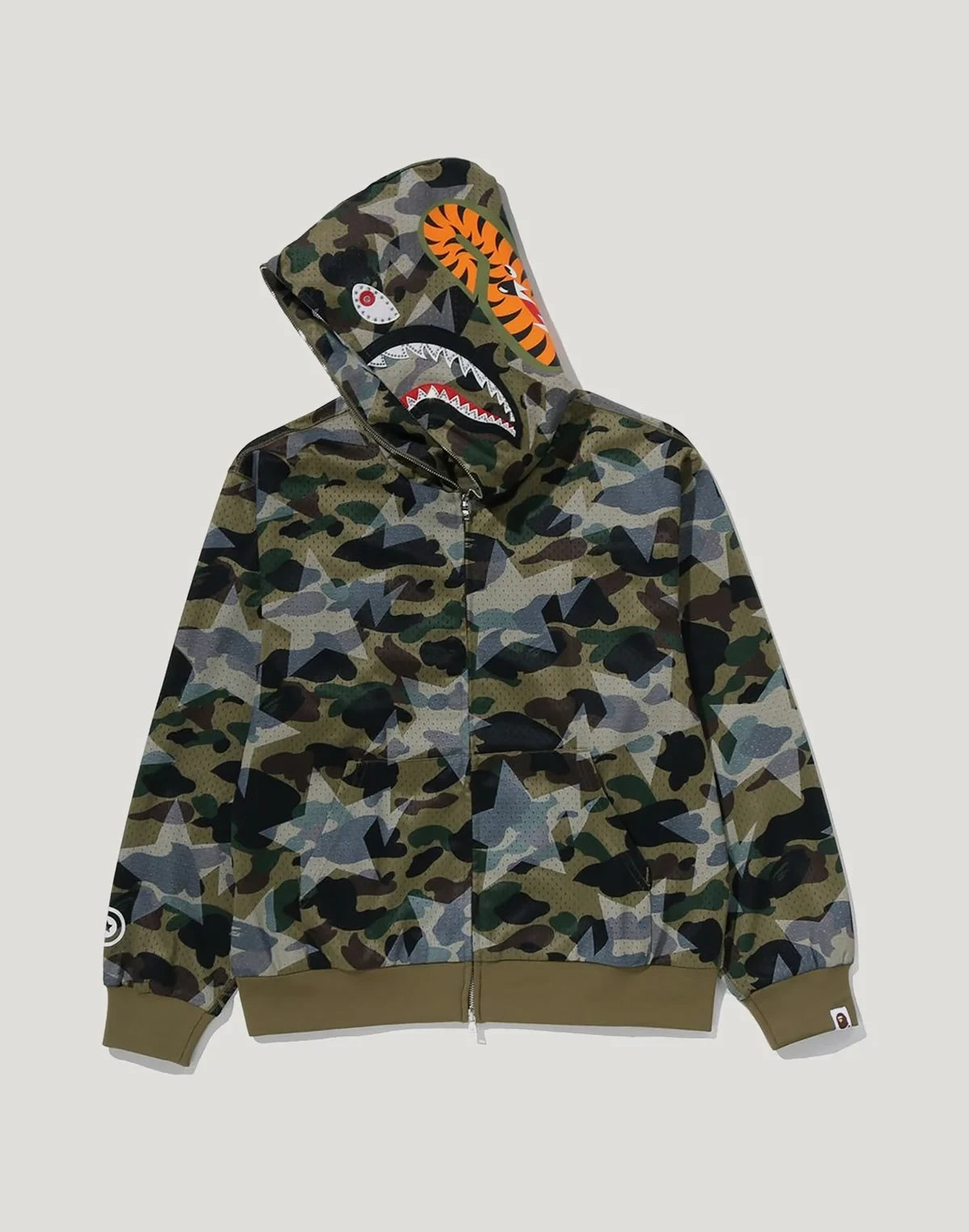 Cropped Mesh Full-Zip Hoodie - Yellow